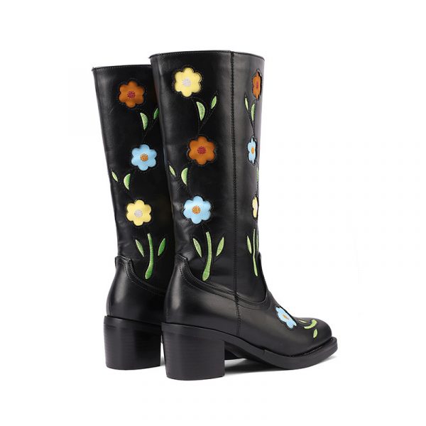 Womens Western Boots With Floral And Embroidery Details