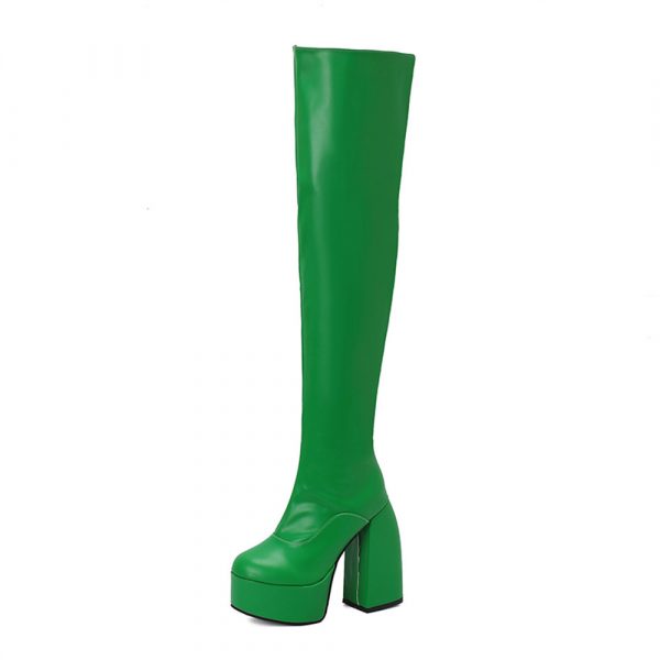 Stylish Casual Plus-size Over-the-knee Boots With A Round Toe And High Heel