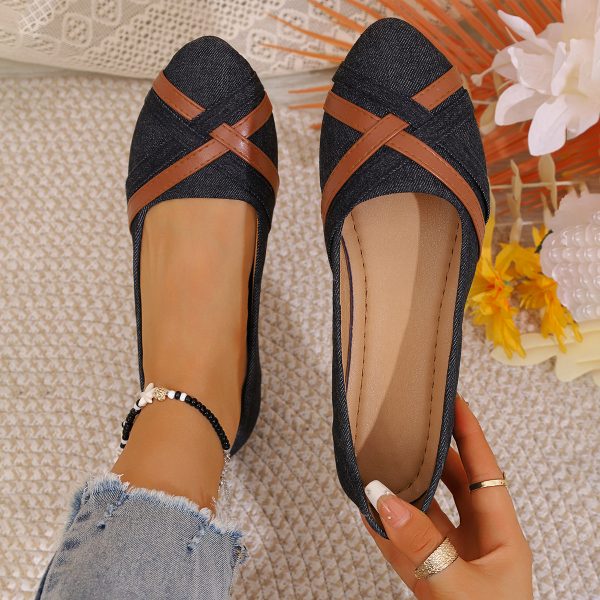 Ins Cross-straped Denim Loafers Fashion Lightweight Comfortable Flats Shoes For Women