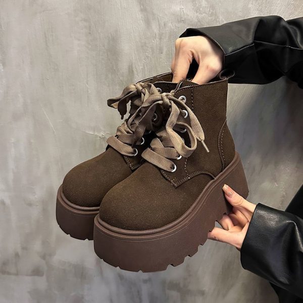 Stylish Chunky-soled Vintage Lace-up Versatile Boots For Women