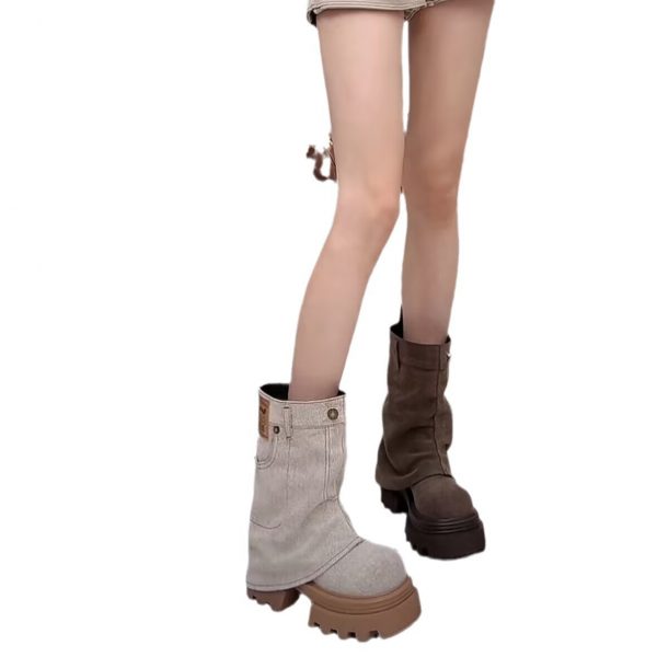 Versatile Casual Thick-soled Fashionable Cigarette Pants Boots For Women