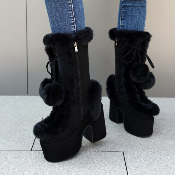 Womens Fashion Mid-Cut Furry Boots