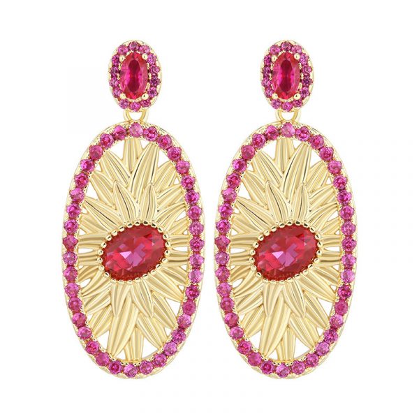 Gold-plated Simulation Red Corundum Design Old Money Style Suit