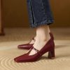 Square Toe Low-cut Chunky Heel Mary Jane Shoes