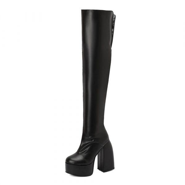 Stylish Casual Plus-size Over-the-knee Boots With A Round Toe And High Heel