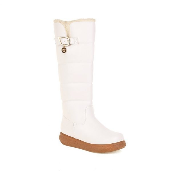 Womens Fleece-Lined Solid-Color Minimalist High Boots