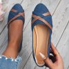 Ins Cross-straped Denim Loafers Fashion Lightweight Comfortable Flats Shoes For Women