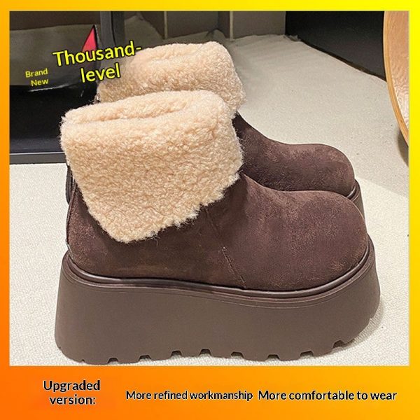Womens Fleece-Lined Cotton Shoes Vintage Snow Boots