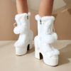 Womens Fashion Mid-Cut Furry Boots