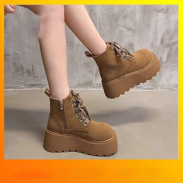 Stylish Chunky-soled Vintage Lace-up Versatile Boots For Women