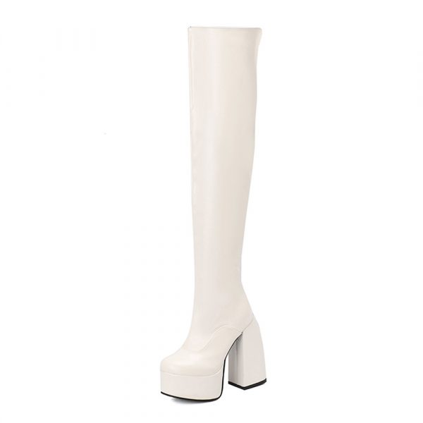 Stylish Casual Plus-size Over-the-knee Boots With A Round Toe And High Heel