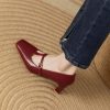 Square Toe Low-cut Chunky Heel Mary Jane Shoes