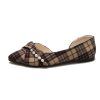 New Vintage Scoop Pointed Beaded Knot Plaid Low Heel Shoes