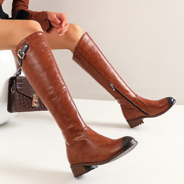 Retro Casual Women's Chunky Heel Knight Boots