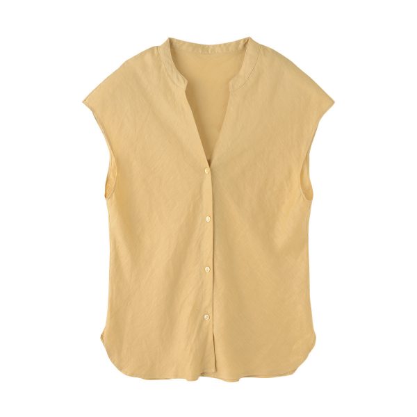 Minimalist Old Money Style Temperament Commute Style Pure Linen V-neck Sleeveless Shirt