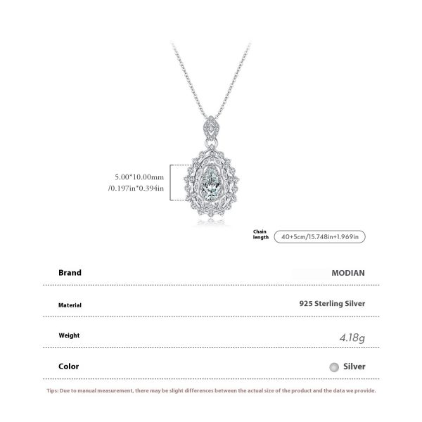 S925 Sterling Silver Old Money Style Luxury Full Diamond Drop Pendant