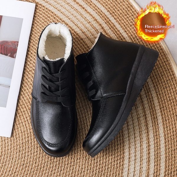 Womens Fleece-lined Extra-thick Insulated Short Boots With A Non-slip Flat Sole