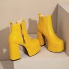 Womens European And American-style Square-toe Chunky-heel Ankle Boots