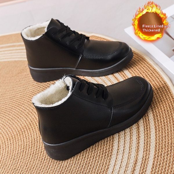 Womens Fleece-lined Extra-thick Insulated Short Boots With A Non-slip Flat Sole