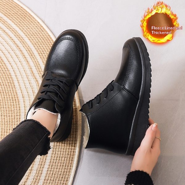 Womens Fleece-lined Extra-thick Insulated Short Boots With A Non-slip Flat Sole