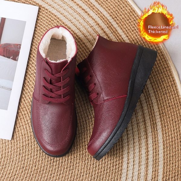 Womens Fleece-lined Extra-thick Insulated Short Boots With A Non-slip Flat Sole