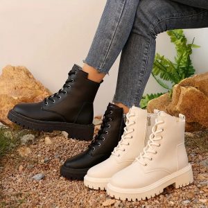 Versatile Motorcycle-style Ankle Boots With A Thick Sole