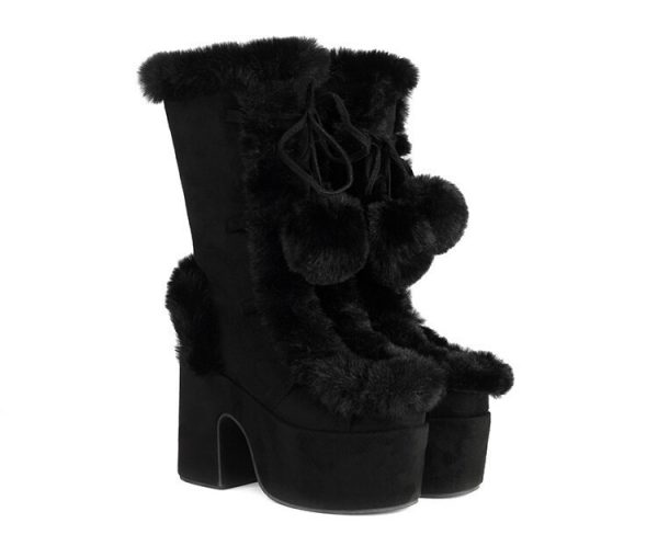 Womens Fashion Mid-Cut Furry Boots