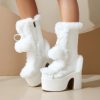Womens Fashion Mid-Cut Furry Boots