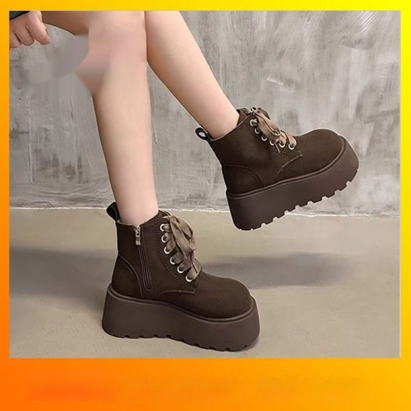 Stylish Chunky-soled Vintage Lace-up Versatile Boots For Women