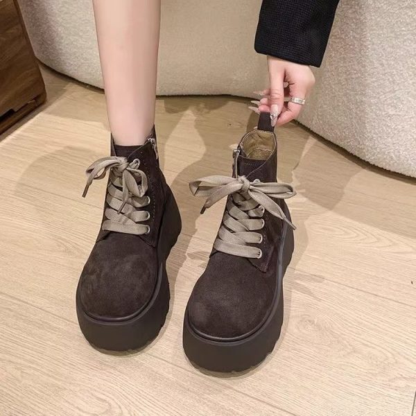 Stylish Chunky-soled Vintage Lace-up Versatile Boots For Women
