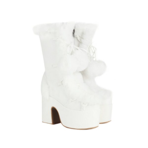 Womens Fashion Mid-Cut Furry Boots