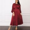 Middle Eastern Silk Satin Lotus Sleeve Dress