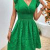 V-neck Pleated Dress Slim Fit Slimming European And American Style