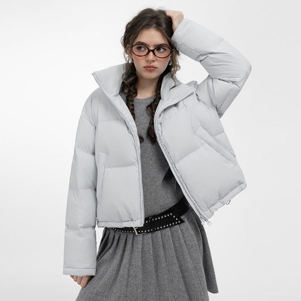 Womens Short Stand-collar Winter Down Jacket