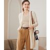Ribbed Solid-Color Cashmere Knit Cardigan For Women Long-Sleeve Mid-Length Outerwear