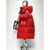 Womens Winter Loose Western-Style Over-the-Knee Long Thermal Patchwork Down Jacket
