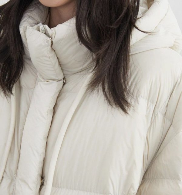 White Duck Down Three-Proof Hooded Jacket