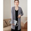 Ribbed Solid-Color Cashmere Knit Cardigan For Women Long-Sleeve Mid-Length Outerwear
