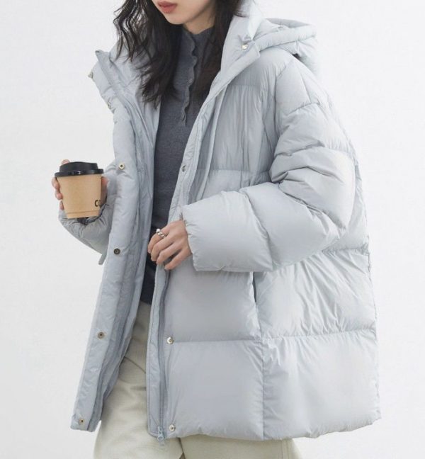 White Duck Down Three-Proof Hooded Jacket