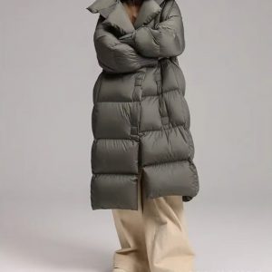 Womens New Winter Mid-Length Over-the-Knee Loose Coat