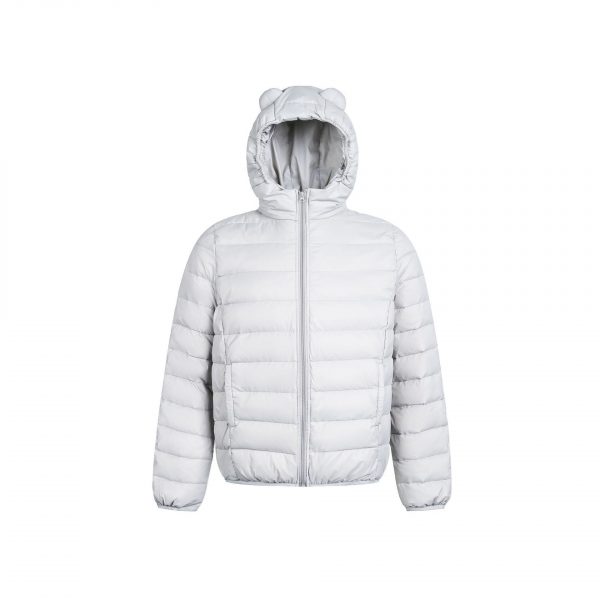 Womens Warm Hooded Duck Down Jacket With Ribbed Design
