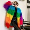 Contrast-color Plush Patchwork Coat Winter Lambswool Coat