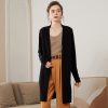 Ribbed Solid-Color Cashmere Knit Cardigan For Women Long-Sleeve Mid-Length Outerwear