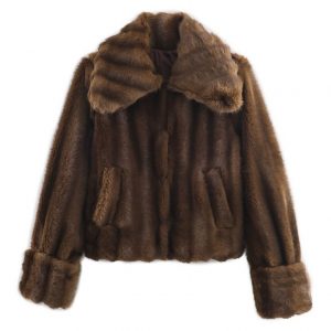 Womens Short Faux Fur Jacket