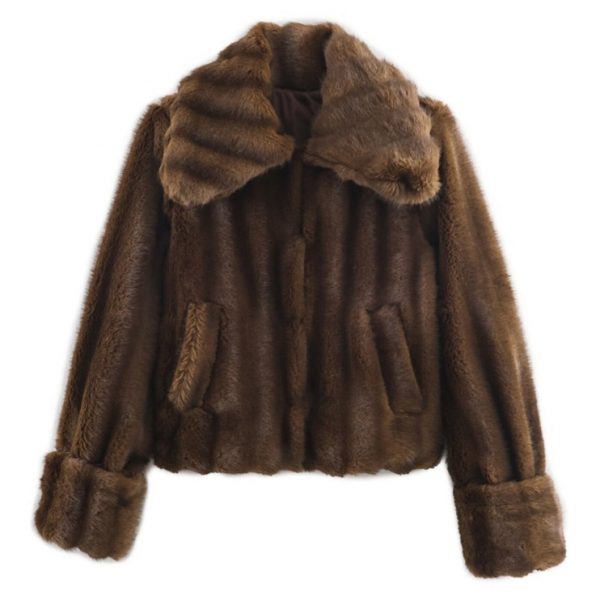 Womens Short Faux Fur Jacket