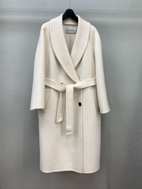 Long Double-faced Wool Coat With A Tie Closure