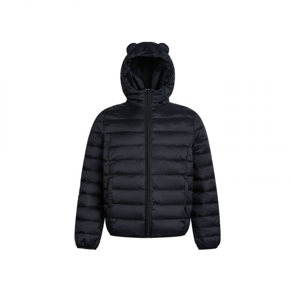 Womens Warm Hooded Duck Down Jacket With Ribbed Design