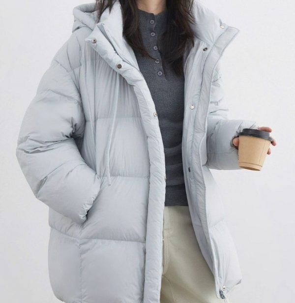 White Duck Down Three-Proof Hooded Jacket