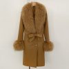 Long Double-faced Wool Coat With A Shearling Collar