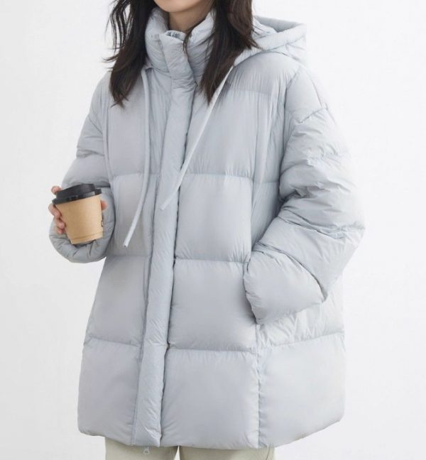 White Duck Down Three-Proof Hooded Jacket